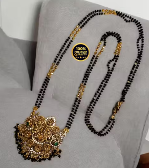 Maha Saving Offer Jewellery Attractive New design Manaal Jewels Designer Asta Laxmi Big CZ Pendent with two line fancy 24 Inch mangalsutra for Women's & Girls