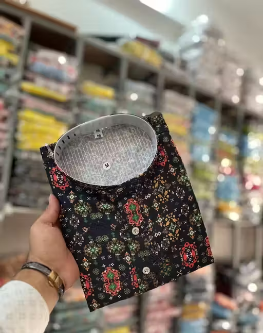 Men CROSSED Work Kurta Best Quality At Lowest Price Set Black