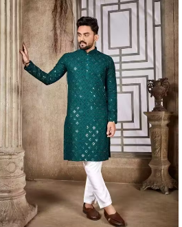 Men Kurta Set Green