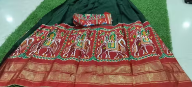 SGS Designer Chandari Silk Lehnga Choli with Jhumka Dupatta Red