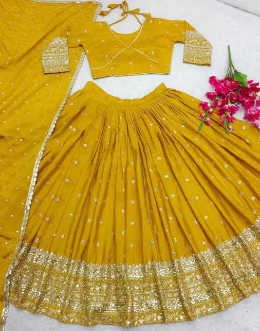 Yellow Color Heavy Work Marriage Special Lehenga Choli