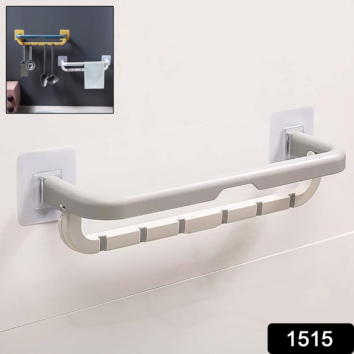 1515 Wall Mounted Double Bar Towel Holder With Hooks Multifunctional Adjustable Towels Rack For Kitchenbathroom Folding Towel Shelf