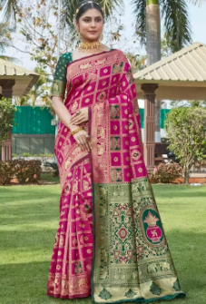 Cotton silk jacquard saree with unstitched blouse