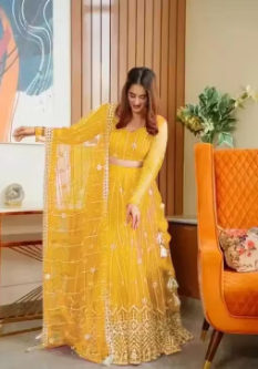 Aagam Refined Women Lehenga Yellow