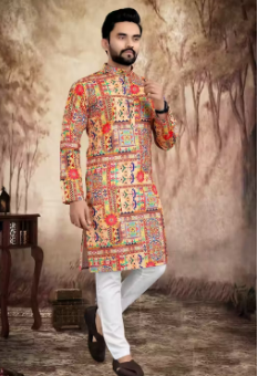 Men CROSSED Work Kurta Best Quality At Lowest Price Set