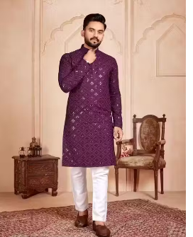 Men Kurta Sets Purple