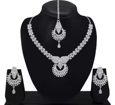 Rhodium Plated jewellery Set White Austrian Diamond