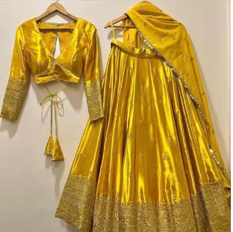Yellow Color Heavy Work Marriage Special Lehenga Choli