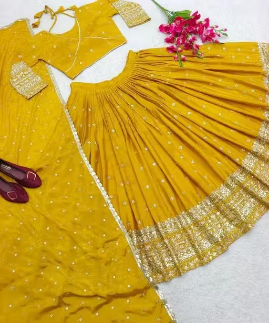 Yellow Color Heavy Work Marriage Special Lehenga Choli